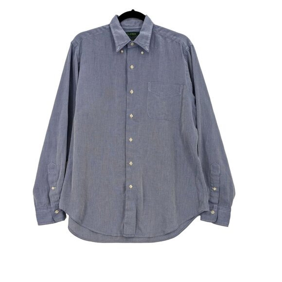 Vintage Lauren Ralph Lauren Oxford Shirt Size 15.5 Button Down Micro Herringbone - Picture 1 of 11